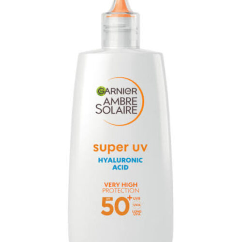Buy Affordable Garnier Ambre Solaire Super UV Hyaluronic Acid Hydrating Fluid SPF 50+ 40ml in London, UK